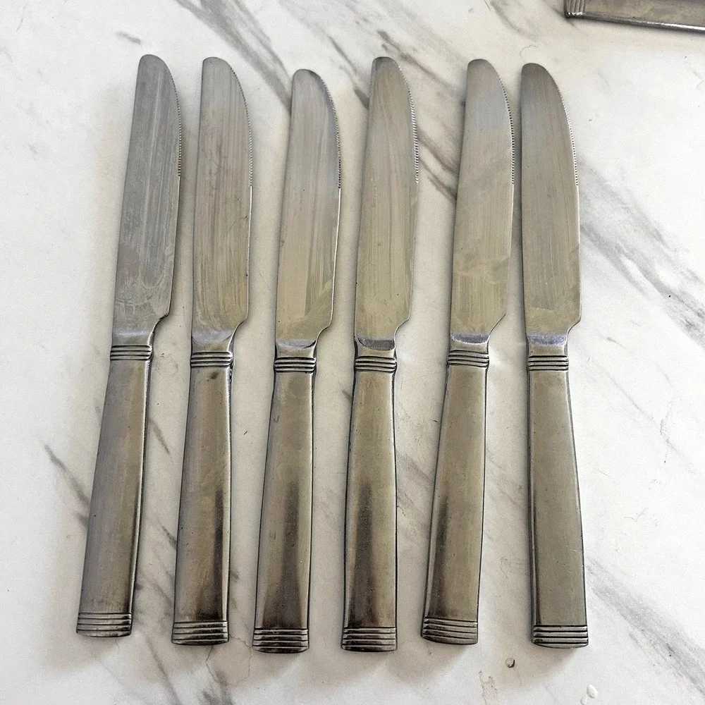 WALLACE 18/10 Dinner Knives Knife Flatware Napoli Pattern Lot of 6 FFF